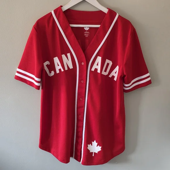 Urban Heritage S Vintage Y2K Patriotic Athletic Sporty Canada Baseball Jersey - Picture 2 of 12